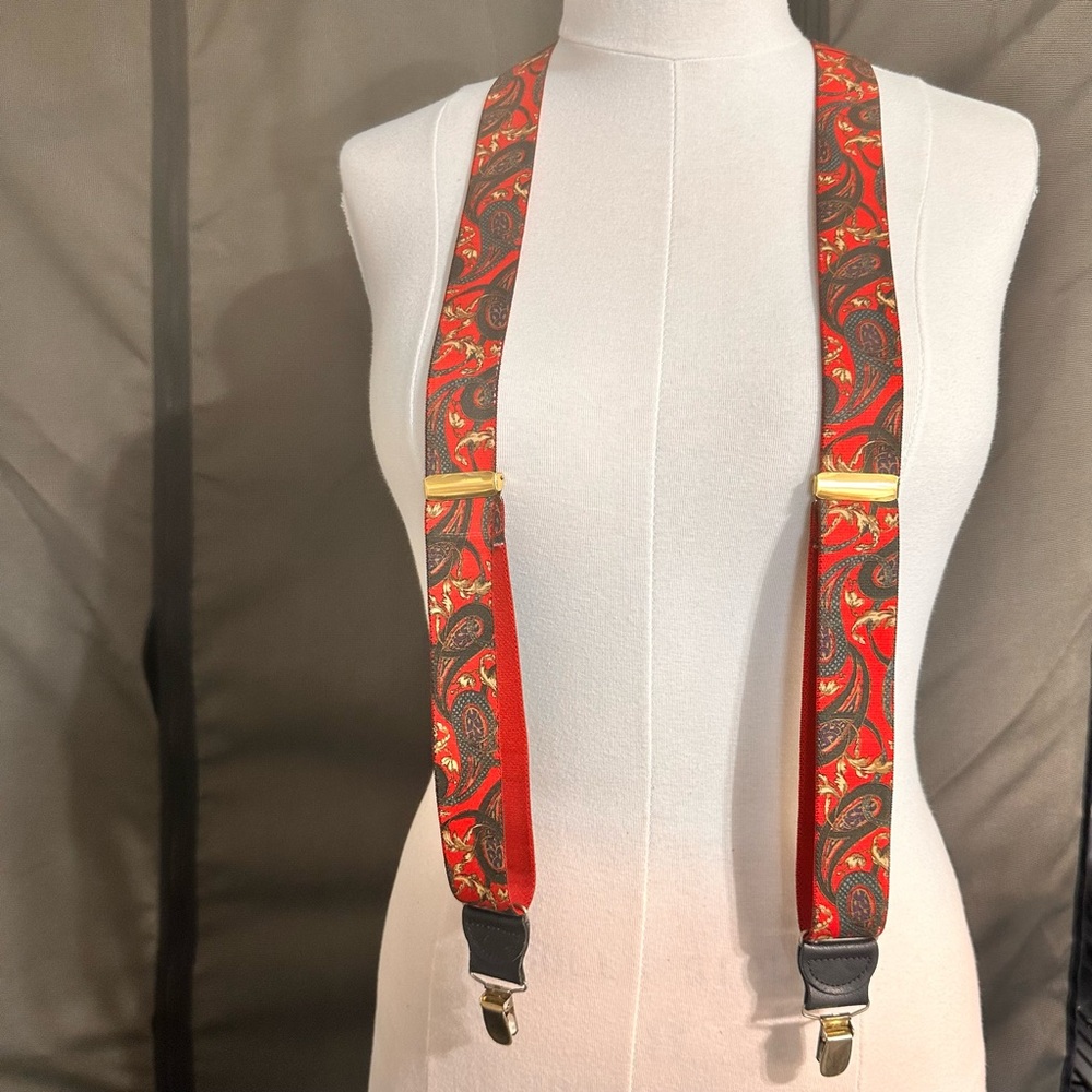 Pelican USA Suspenders Adjustable Vintage Paisley Men Leather Elastics Classic